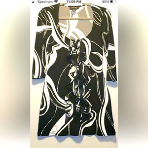 White House Black Market Mini Dress Size XS Ruffle Floral Print 3/4 sleeve Mod